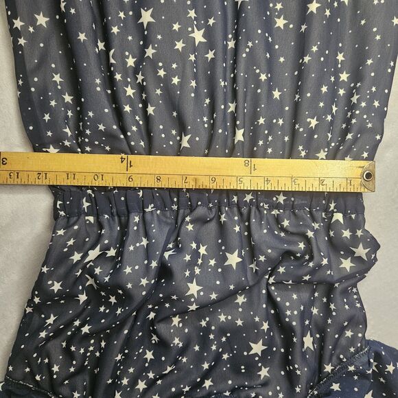 Chelsea & Theodore Navy/white Stars Sleeveless Maxi Dress Elastic Waist Lined Sm - Picture 5 of 6